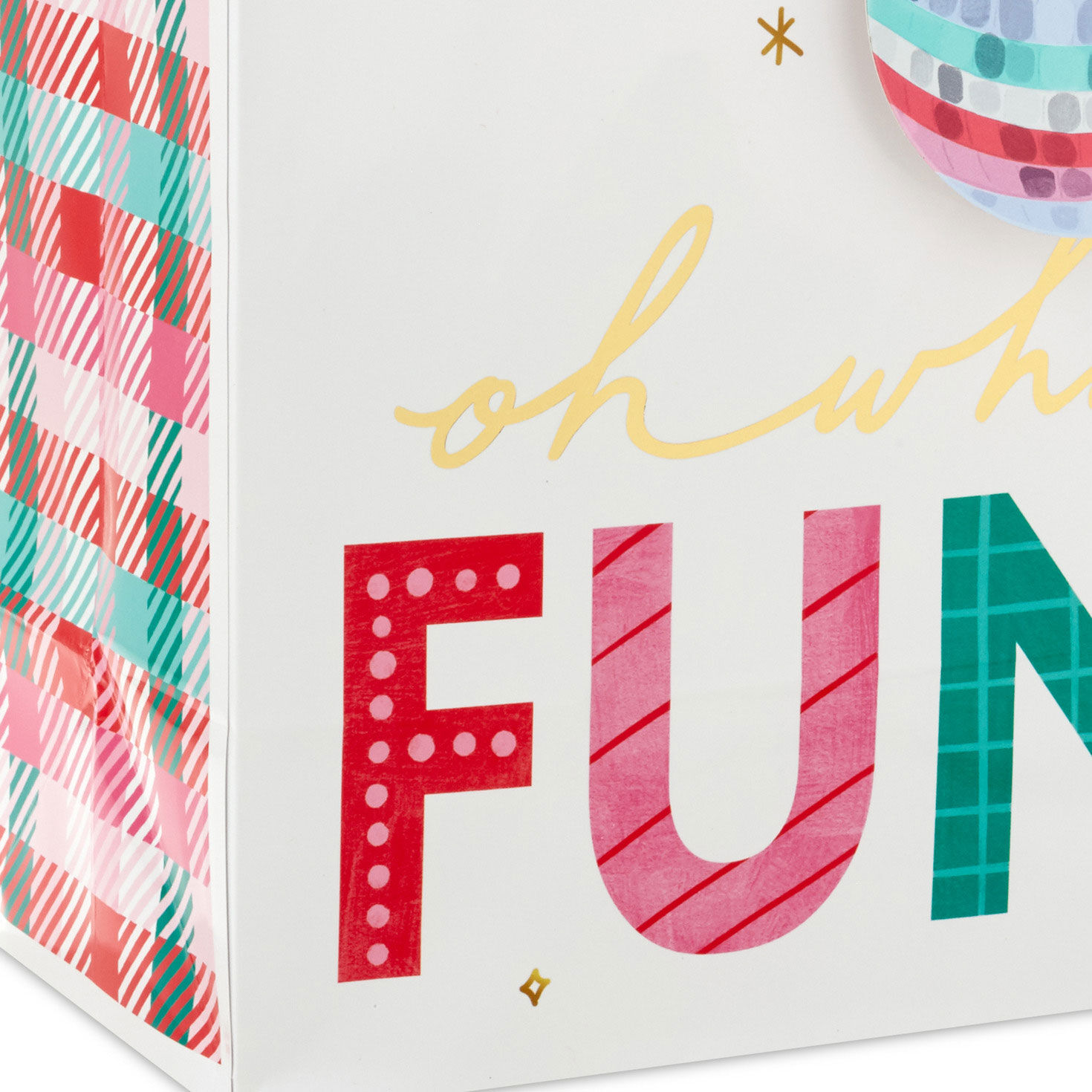 9.6" Disco Ball Ornament on White Medium Christmas Gift Bag for only USD 3.49 | Hallmark