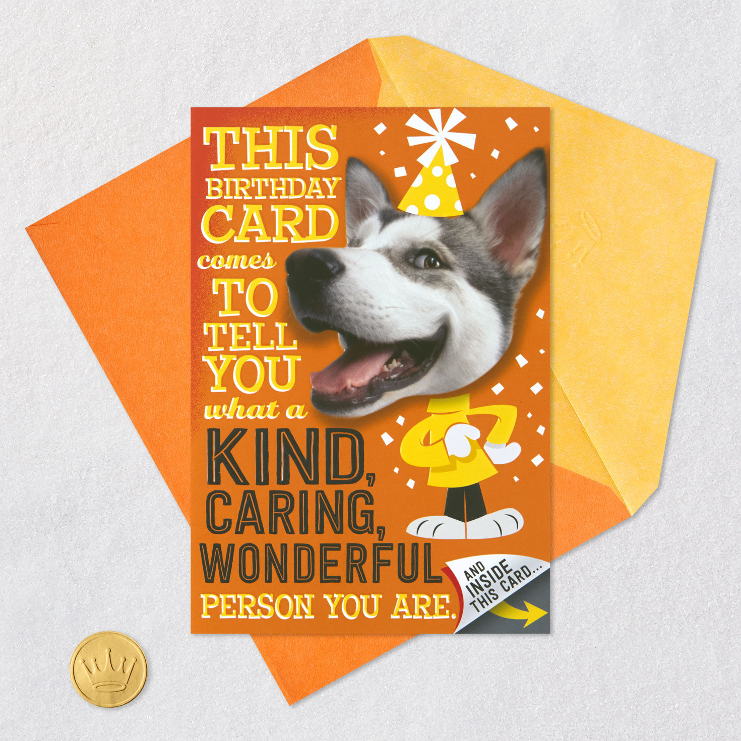 Dog With Lots of Wishes Birthday Card Card Front with Envelope and Gold Seal image number 8