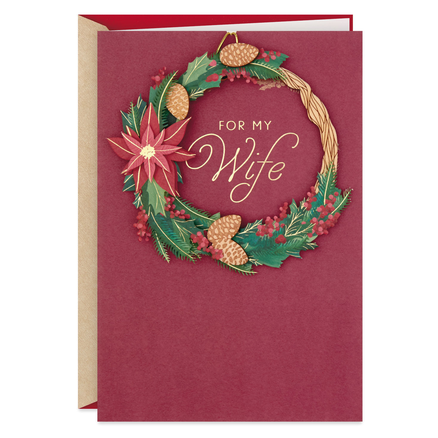 Wife Christmas Card With Removable Wreath Ornament  image number 1