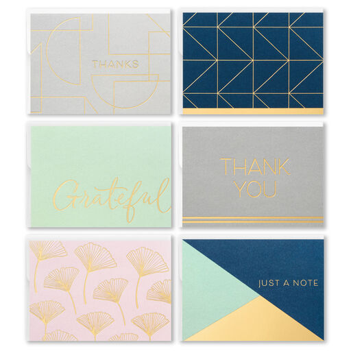 Assorted Gold Foil Blank Note Cards, Box of 24, 