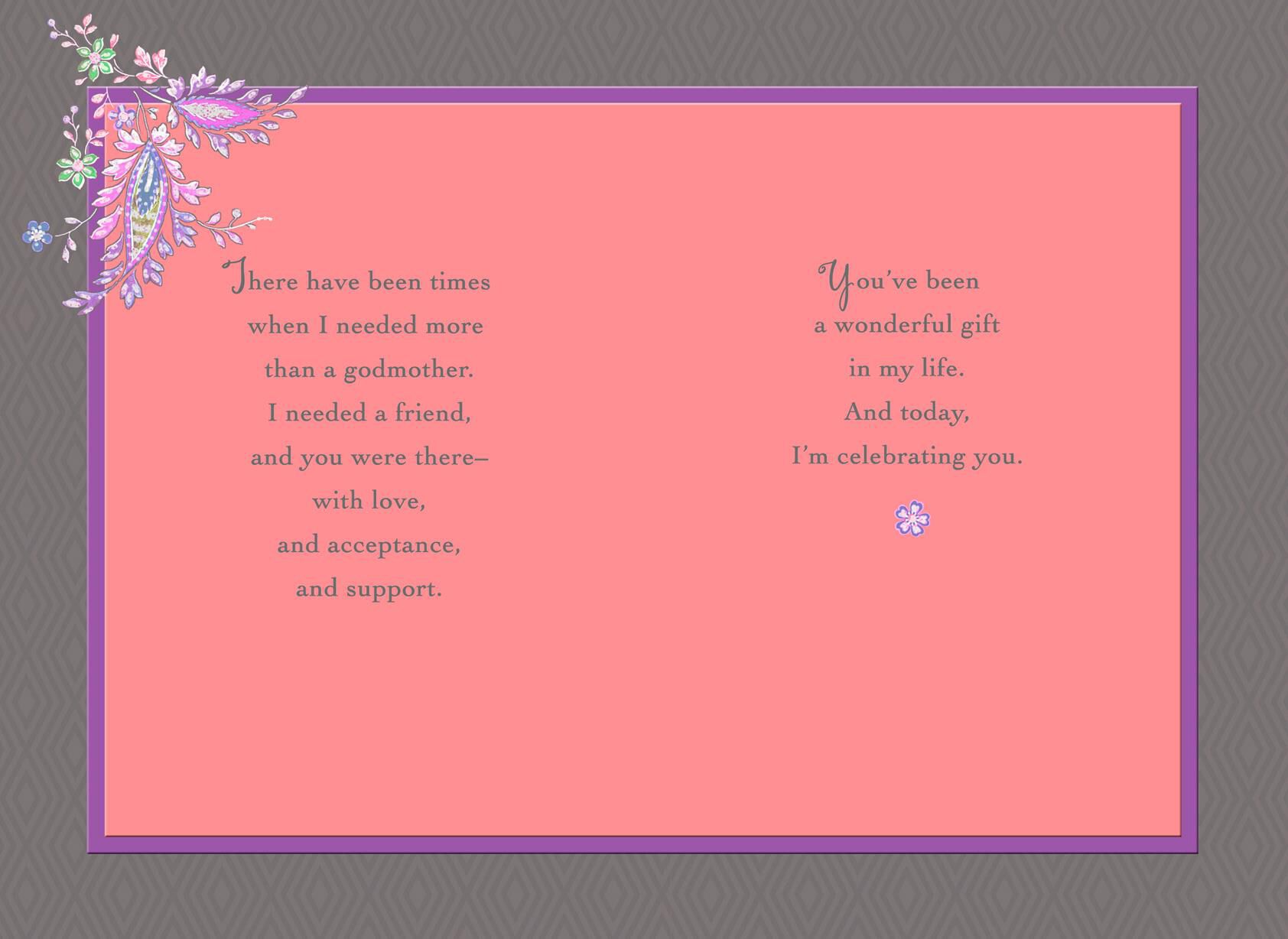 Pink Flowers Birthday Card For Godmother Greeting Cards