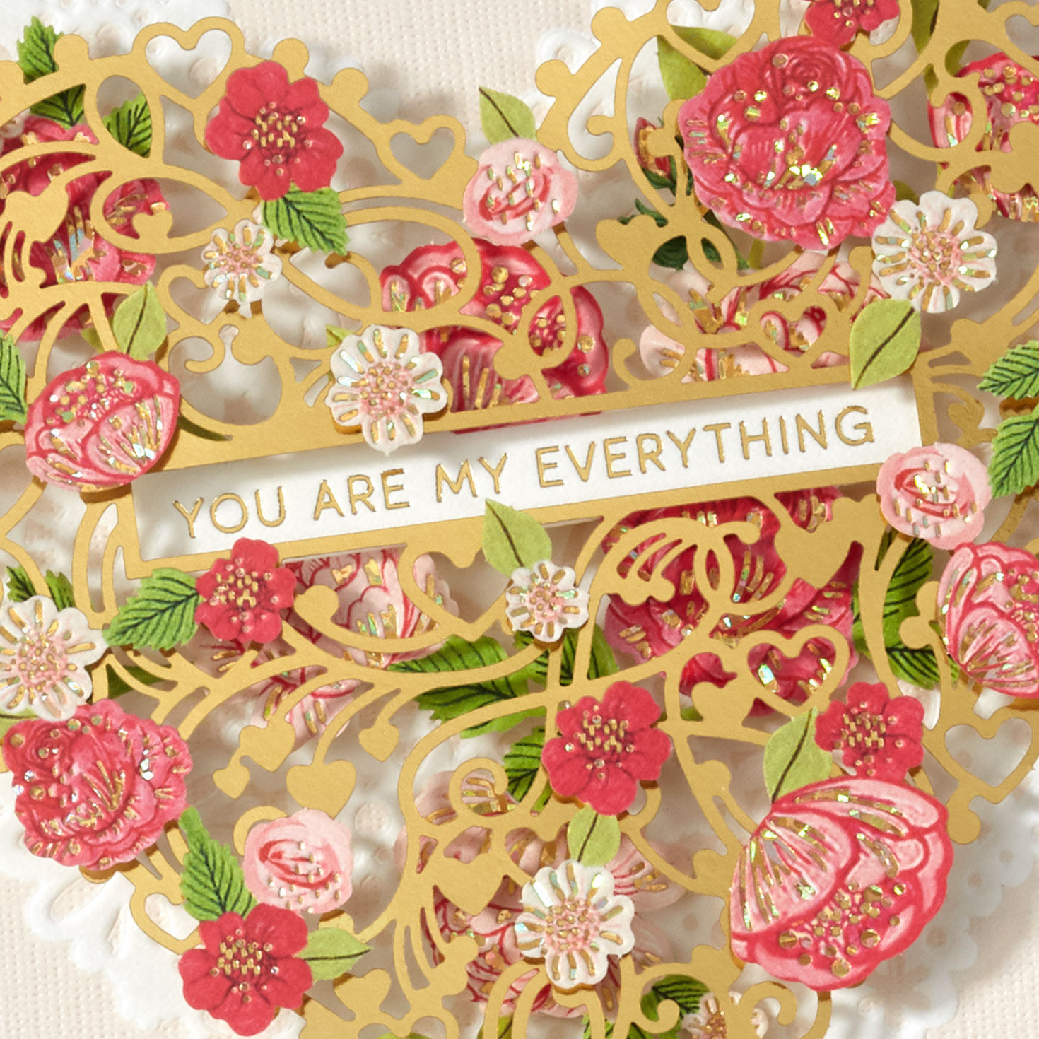 Heart Doily Flowers Valentine's Day Card for Wife Card Front Detail image number 5