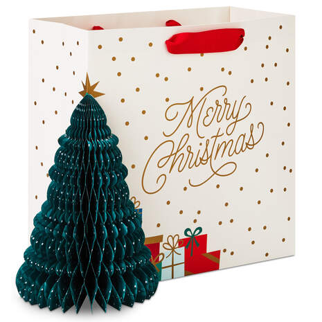 10.4" Square Honeycomb Tree Christmas Gift Bag, , large