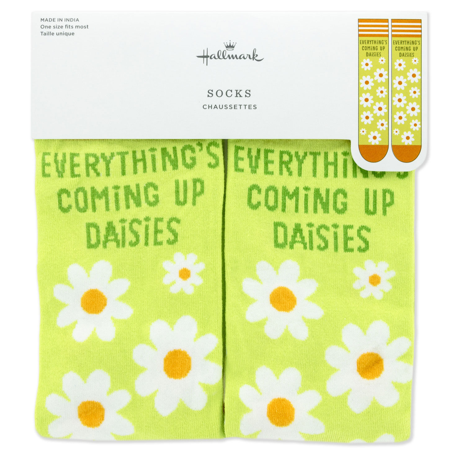 Daisy Designs on Green Novelty Crew Socks package front image number 5