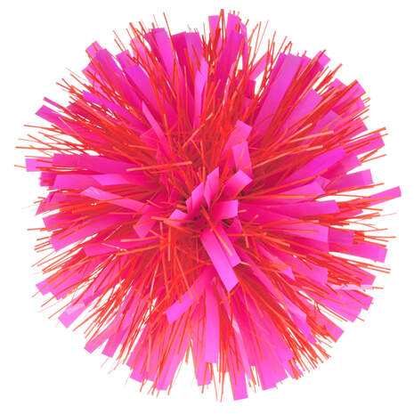 Pink and Orange Pom-Pom Gift Bow, 5.5", , large
