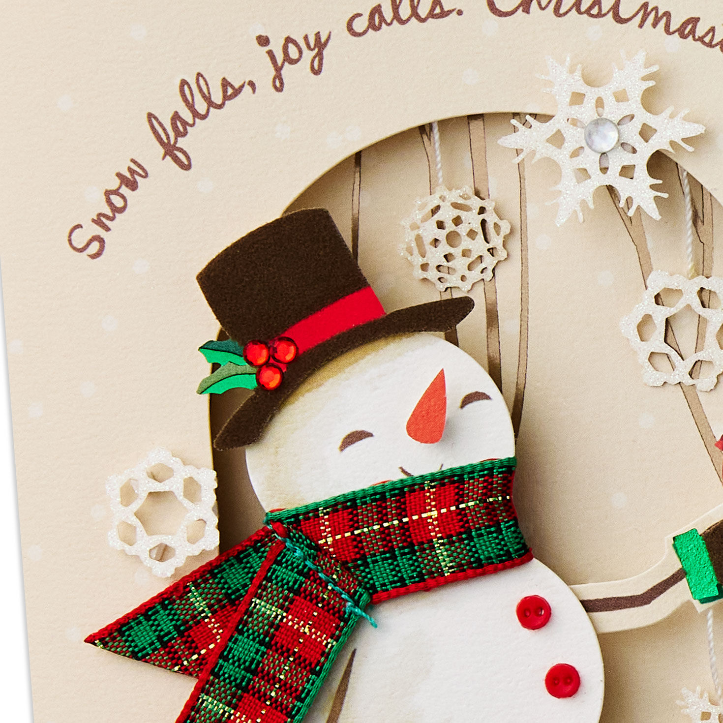 Snowman and Cardinal Religious Christmas Card Card Front Detail image number 6