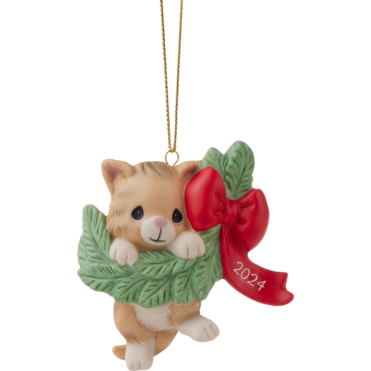 Precious Moments Hanging Out for the Holidays 2024 Dated Cat Ornament, 3.3"