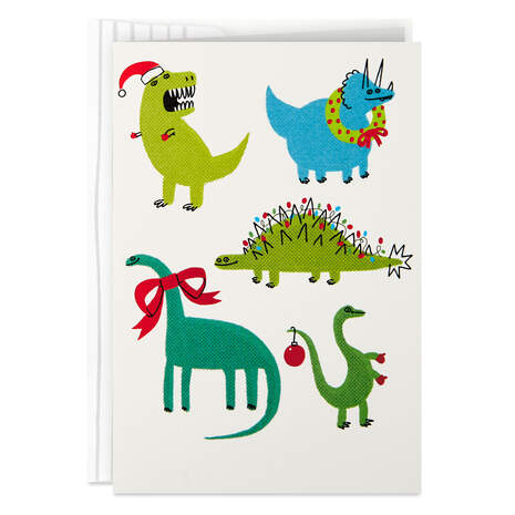 Decked-Out Dinosaurs Christmas Card, , large