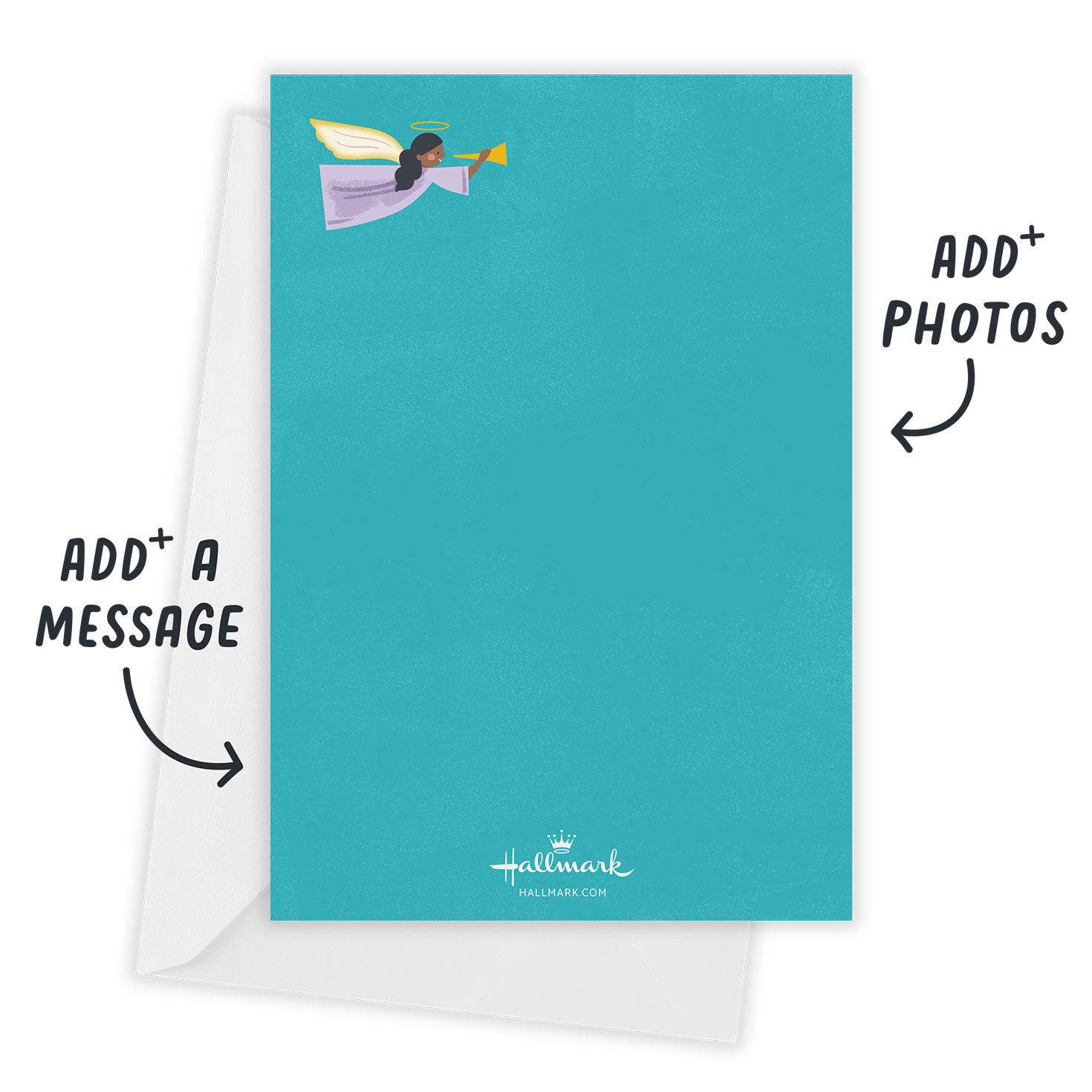 Nativity on Blue Personalized Christmas Photo Card Open Card with Envelope indicating personalization image number 3