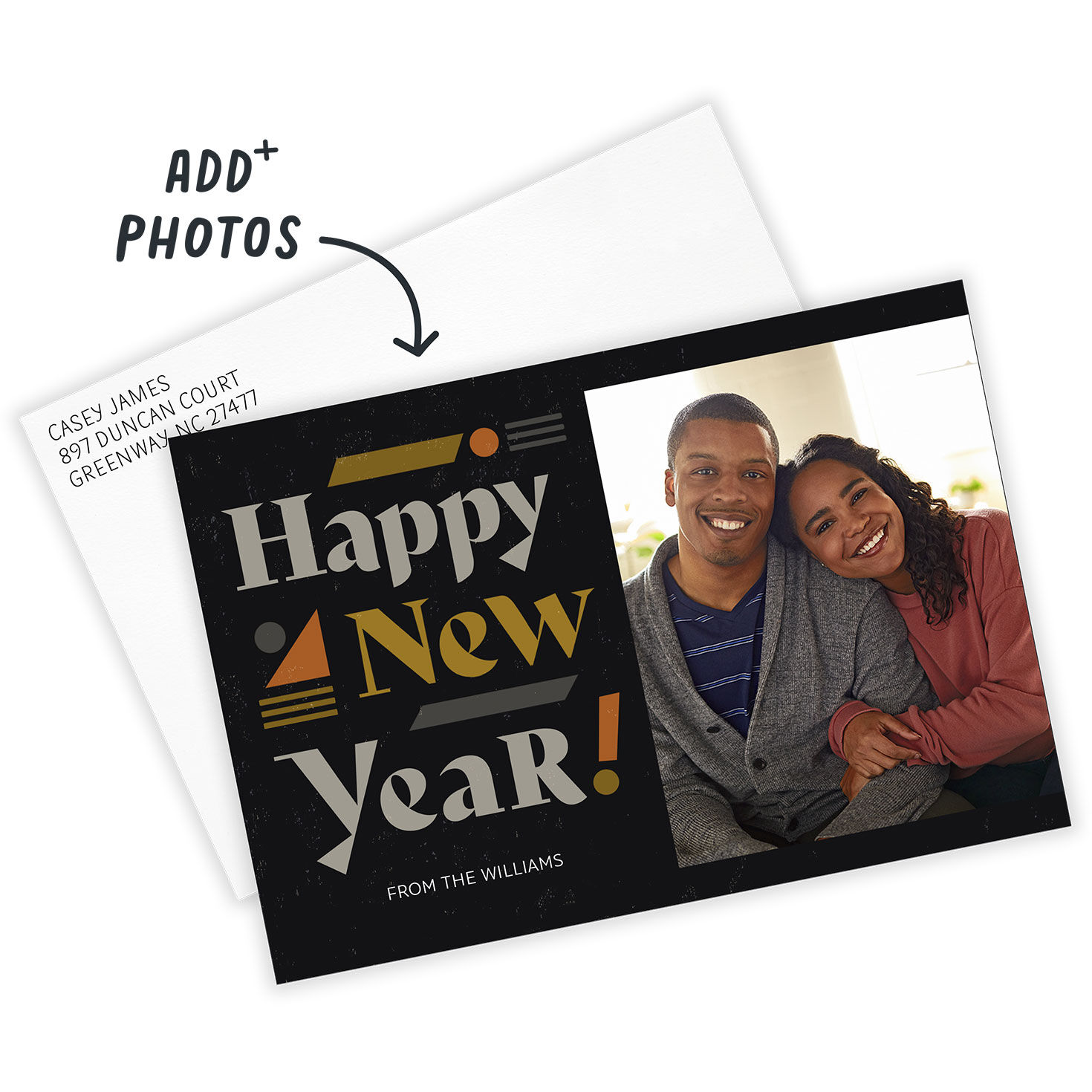 Bold Shapes Flat New Year Photo Card, , large image number 2