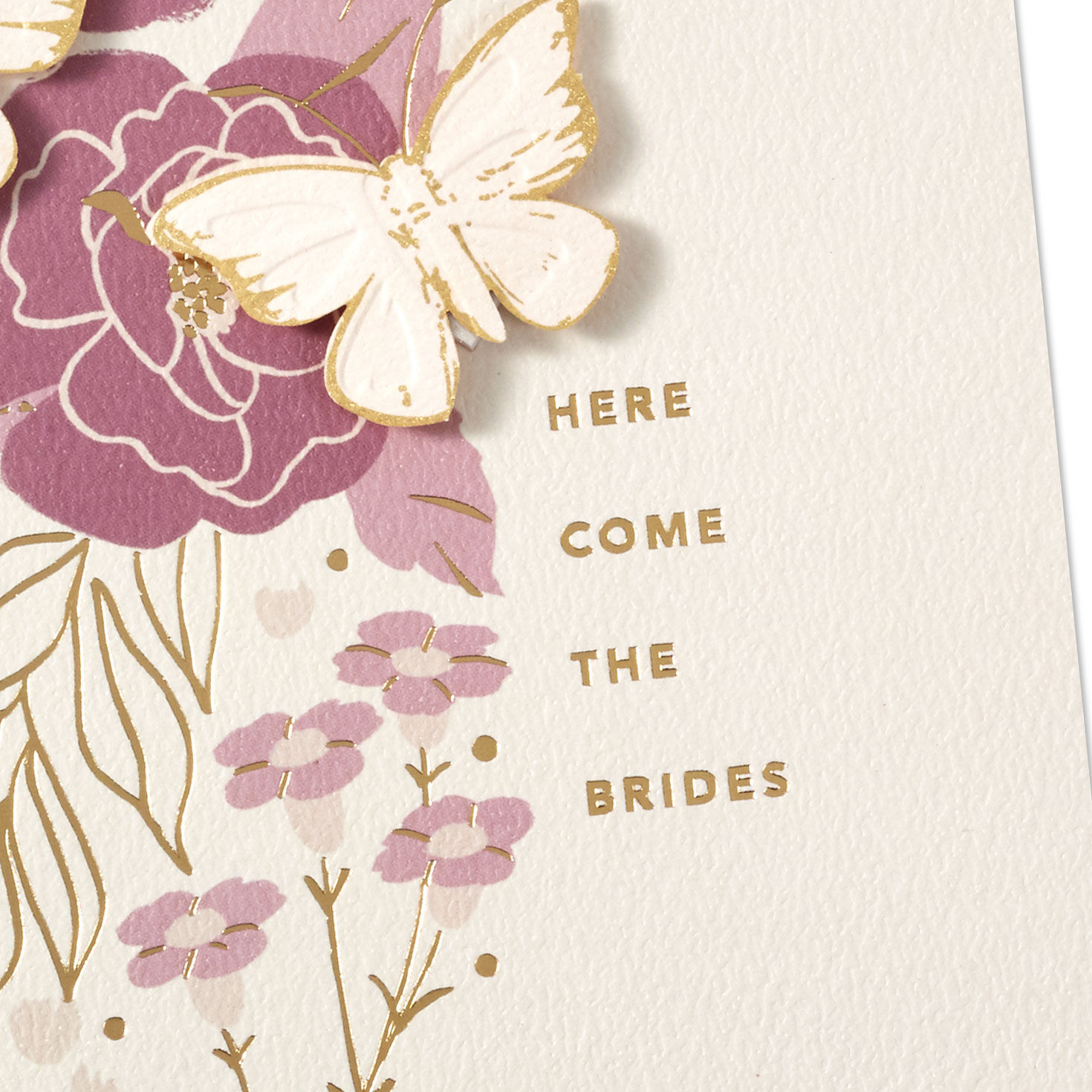 Pink Floral Lesbian Wedding Card Card Front Detail image number 5