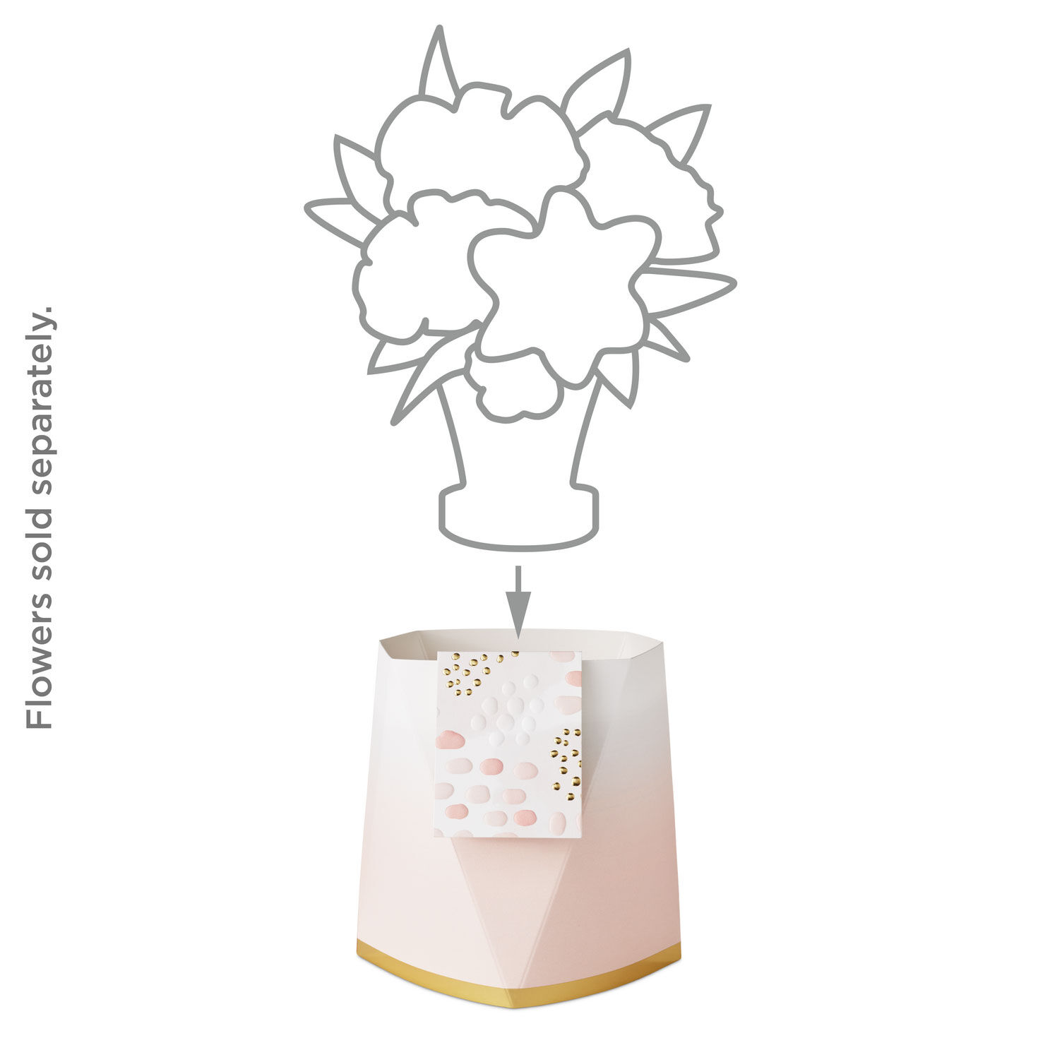 Build-a-Bouquet Pink Ombr&eacute; Pop-Up Paper Vase With Mini Card, Pink Ombr&eacute;, large image number 2