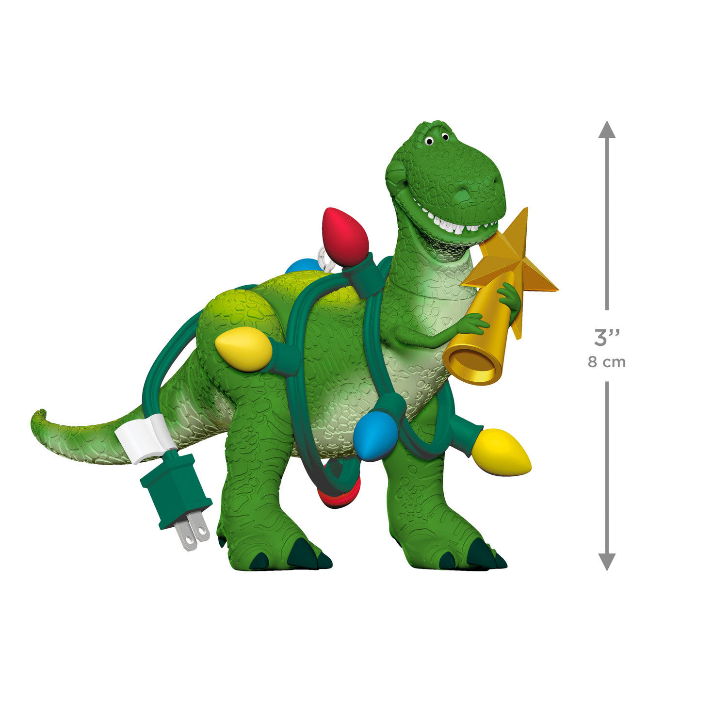 Toy Story Dinosaur in Christmas Lights Ornament measurement image number 3