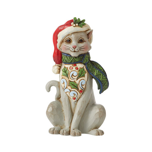 Jim Shore Mini Christmas Cat Figurine, 3.74", 