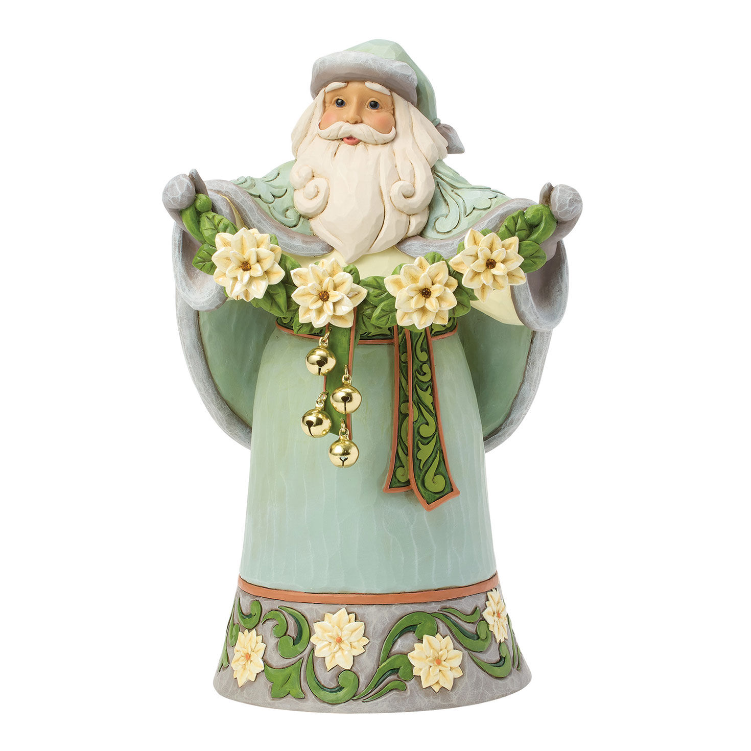 Jim Shore Heartwood Creek Poinsettia Promise Santa Figurine, 11.75"