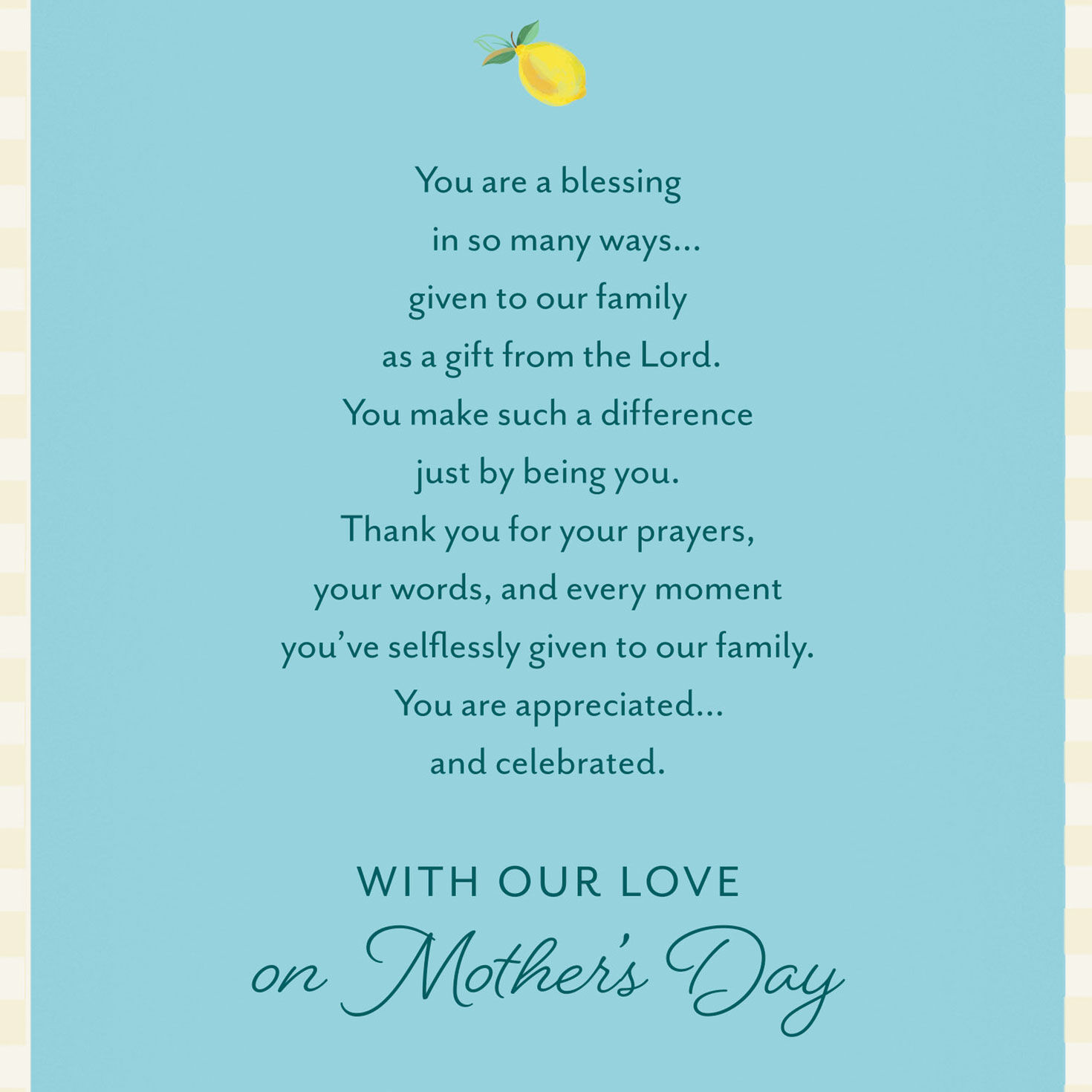 Lemons and Flowers Religious Mother's Day Card for Mom Sentiment image number 2