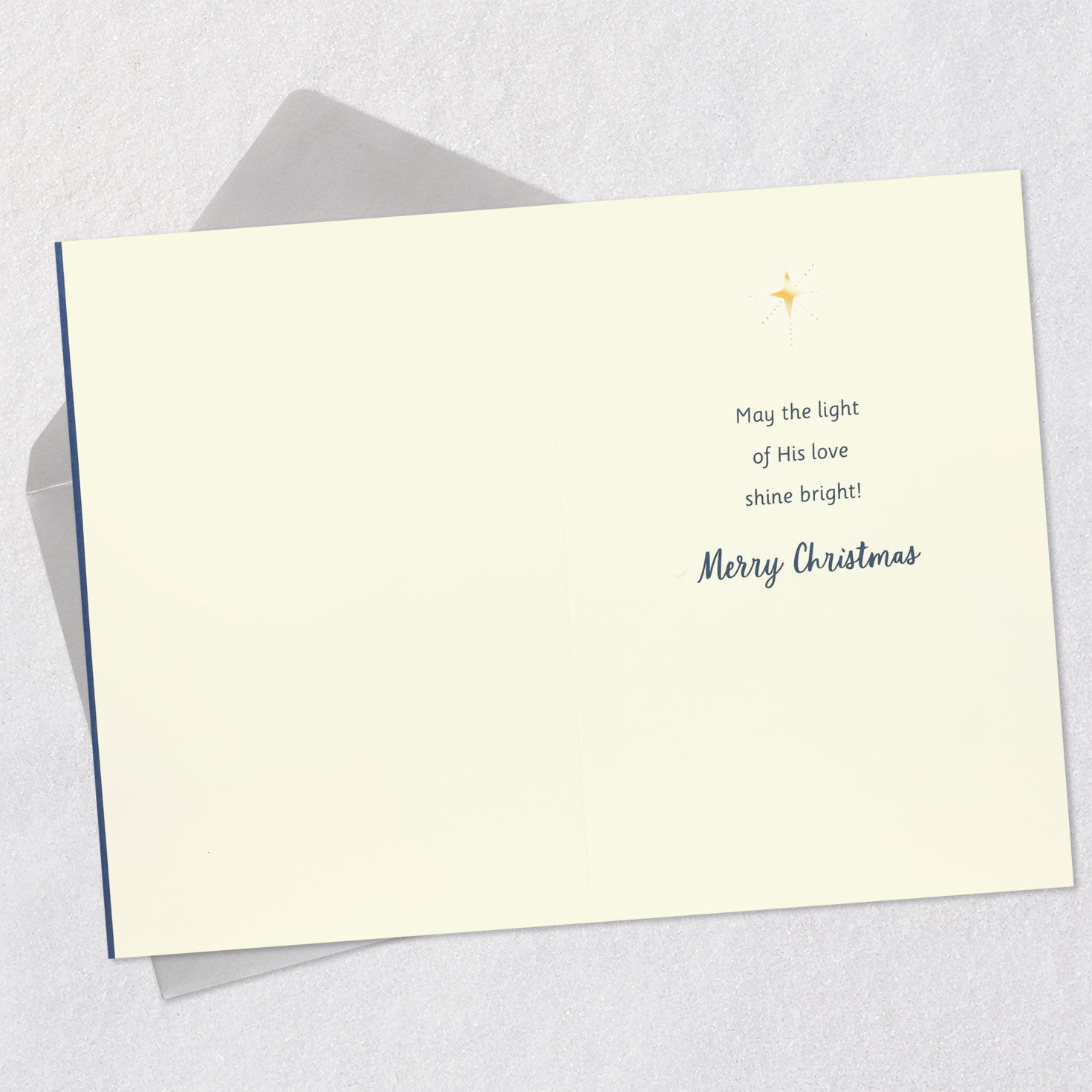 Gold Nativity Ornament Religious Christmas Card Open card with envelope image number 3