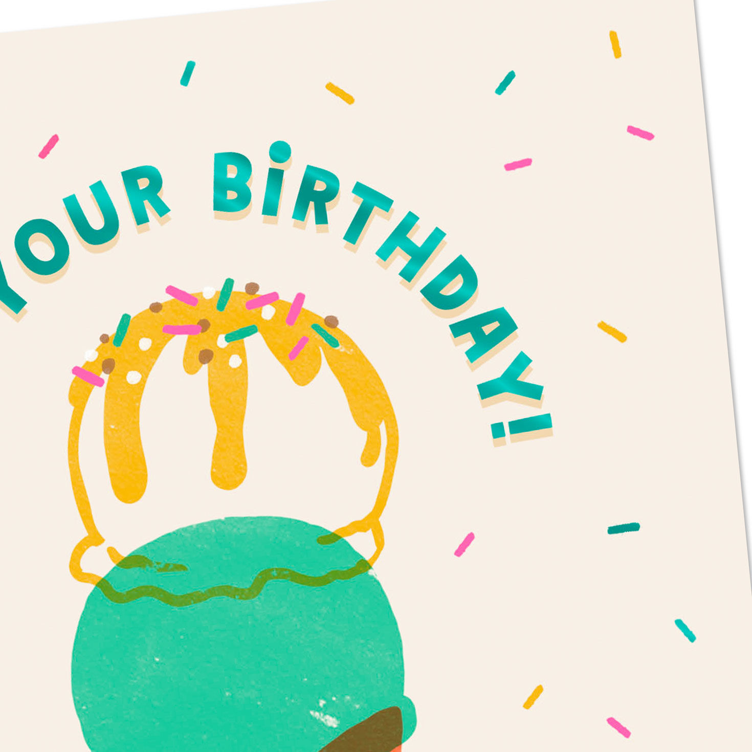 Ice-Cream Cone and Confetti Kids Birthday Card Card Front Detail image number 4