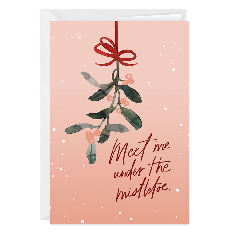 Meet Under the Mistletoe Romantic Custom Christmas Card
