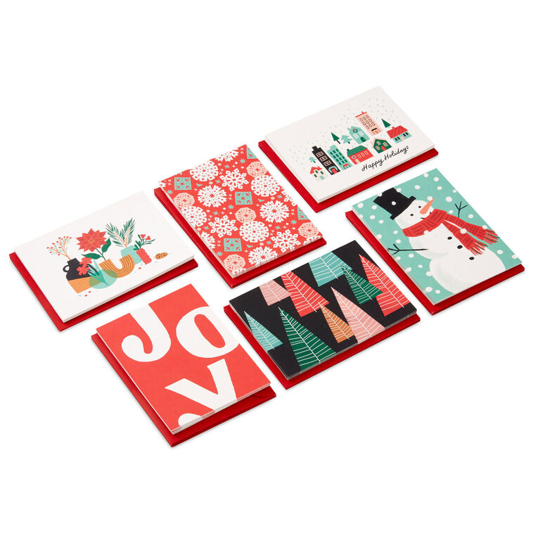Winter Joy Assorted Blank Boxed Christmas Notes, Pack of 36