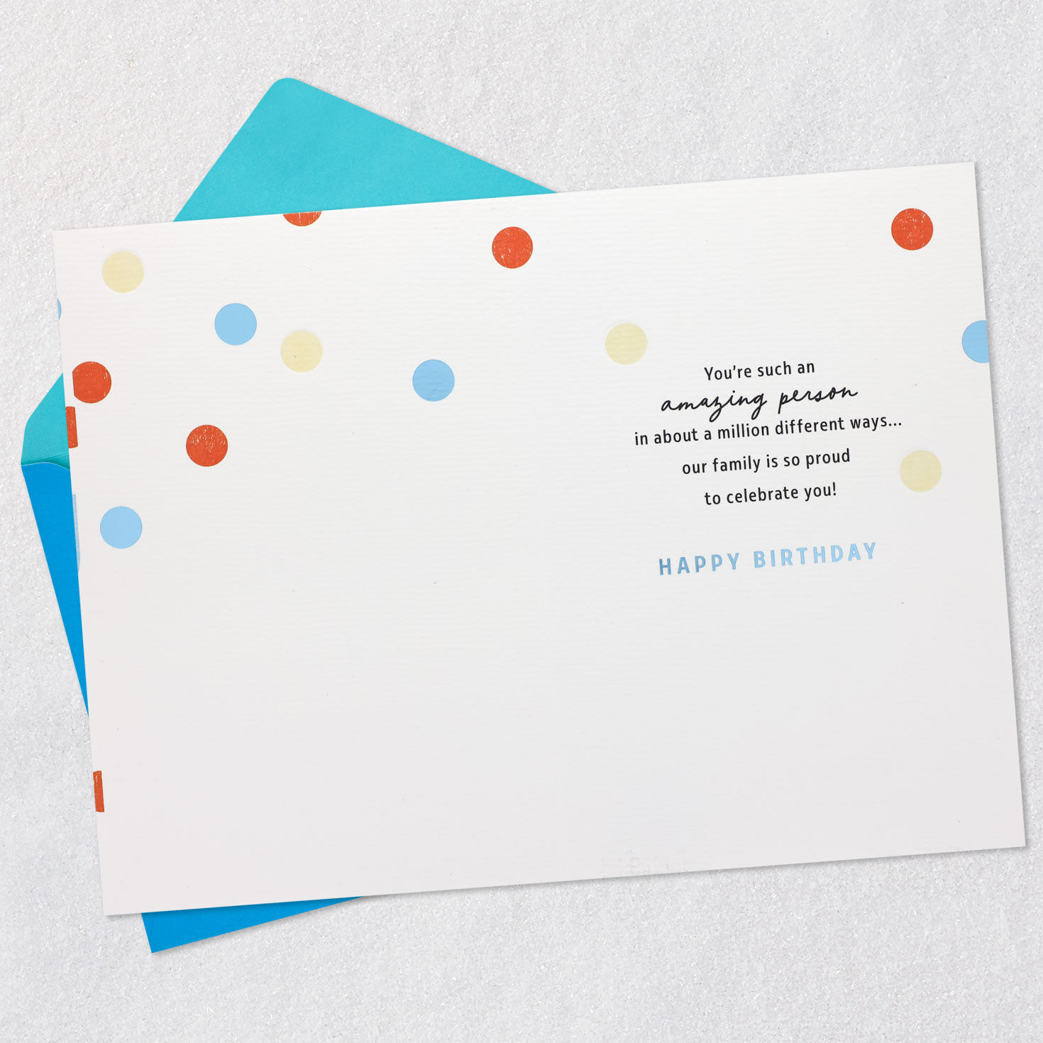 Red, Blue and Yellow Polka Dots Grandson Birthday Card Open card with envelope image number 3
