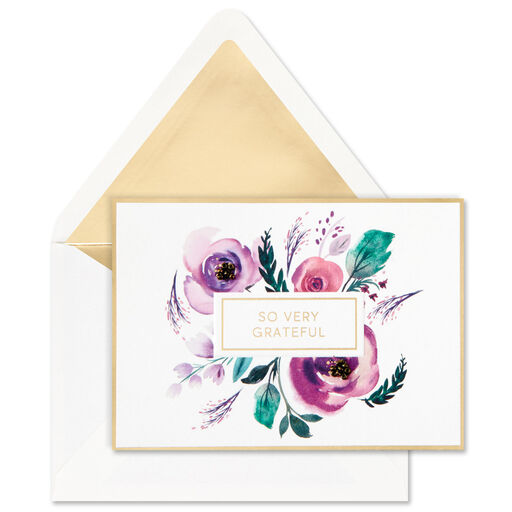 Purple Flowers Blank Thank-You Notes, Box of 8, 