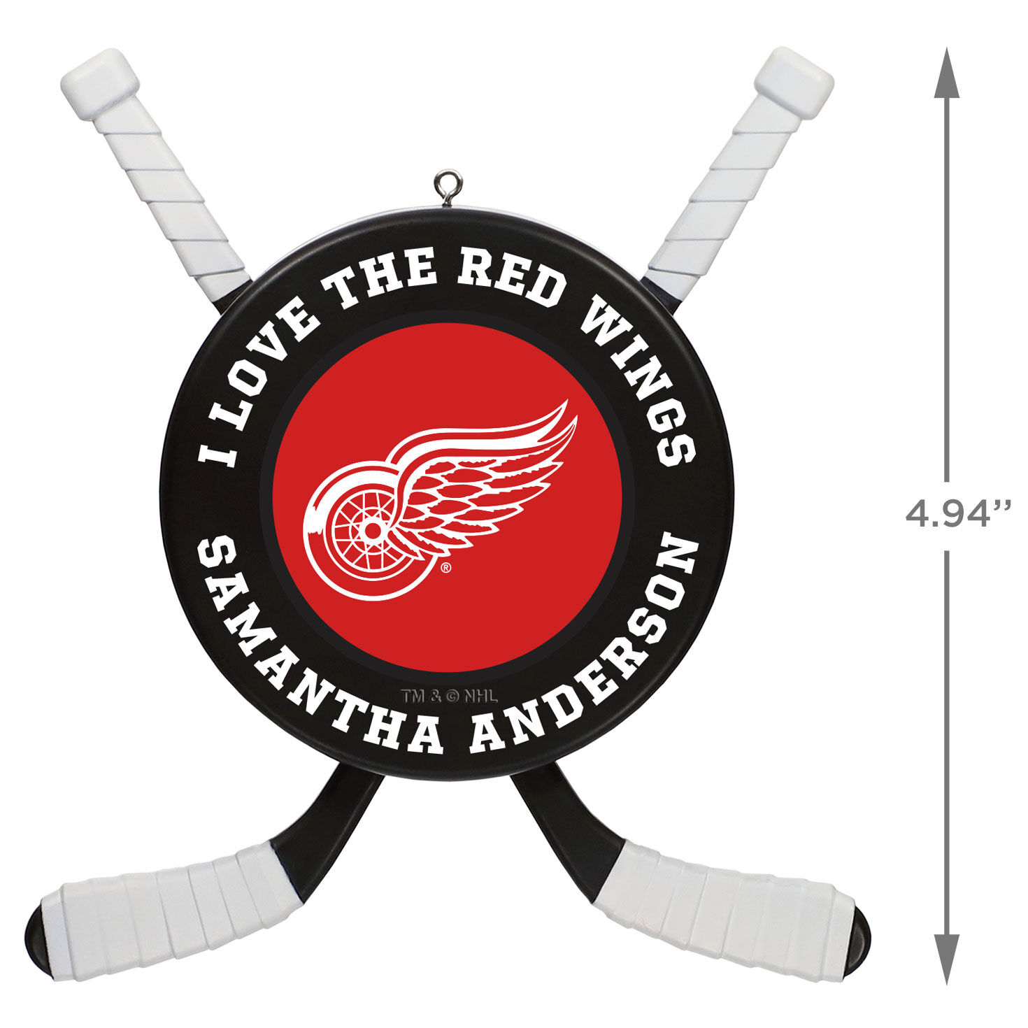 NHL Detroit Red Wings&reg; Hockey Personalized Ornament, Custom Text, , large image number 3