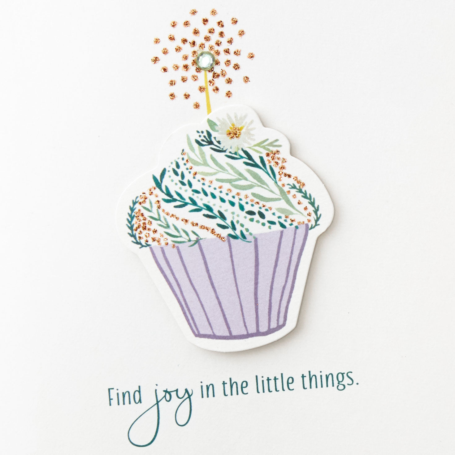 Cupcake and Vines Birthday Card Card Cover Detail image number 4
