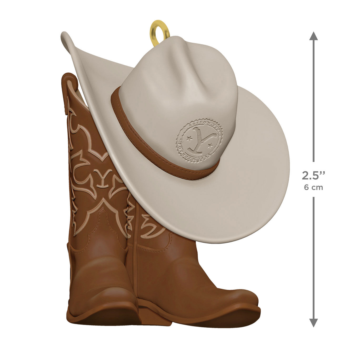 Yellowstone Cowboy Hat and Boots Keepsake Ornament measurement image number 3