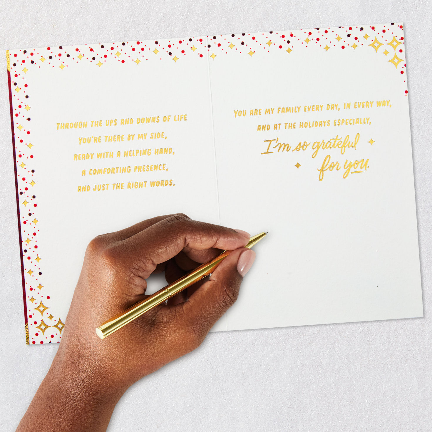 Red and Gold Lettering Friend Christmas Card Signing card image number 8