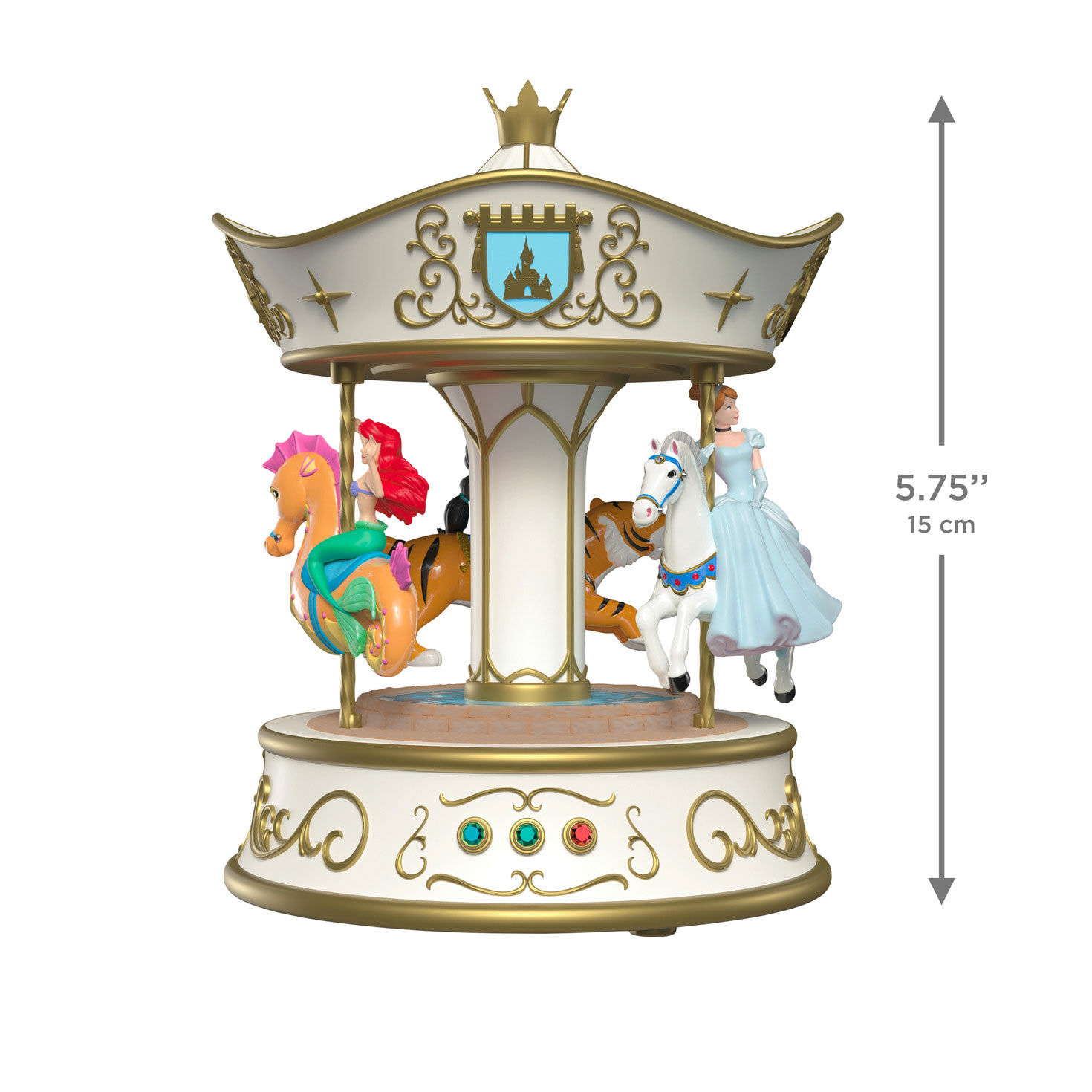 Cinderella Jasmine Ariel Carousel Keepsake Ornament measurement image number 3