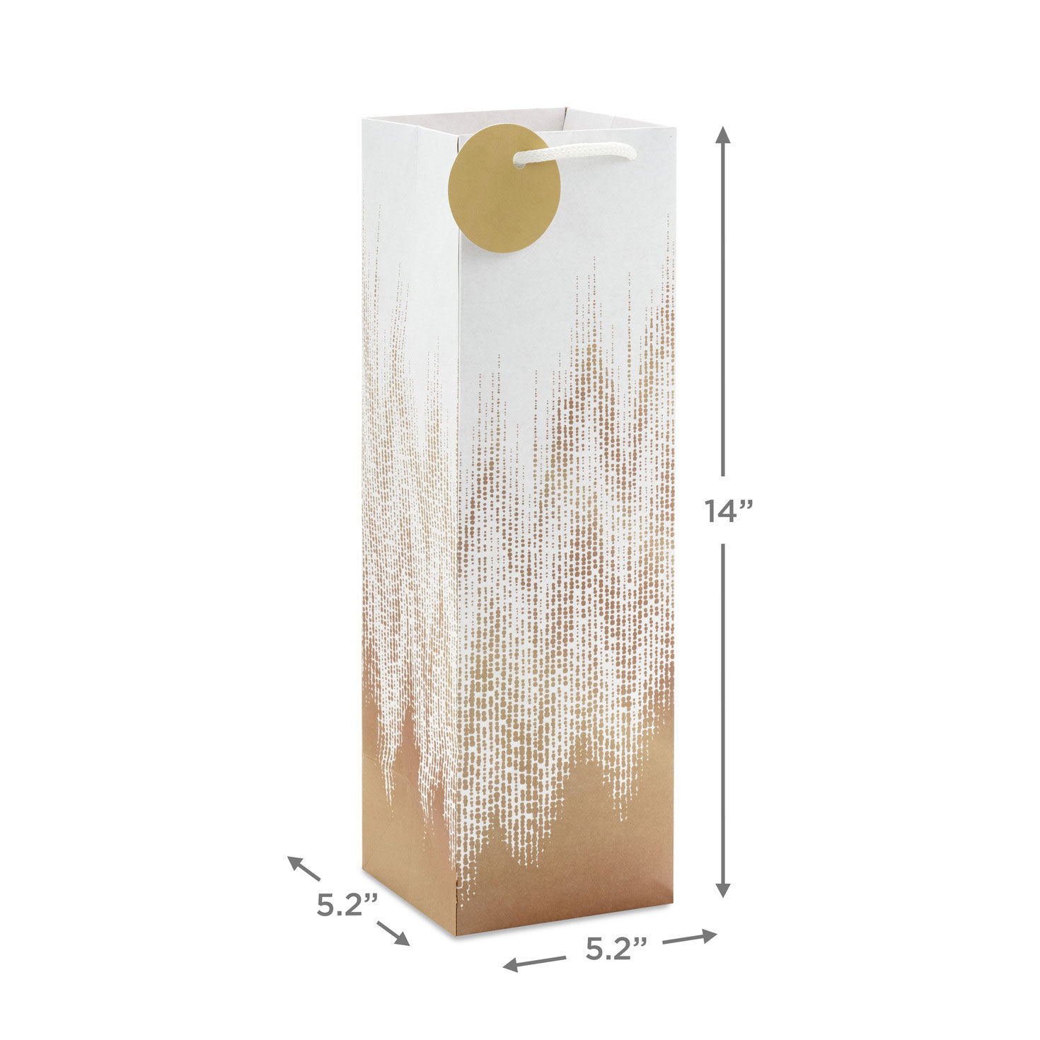 Kraft and White Chevron Large Holiday Wine Gift Bag measurement image number 3