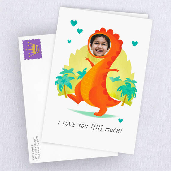 Personalized Fun Dinosaur Face Photo Card, , large image number 4