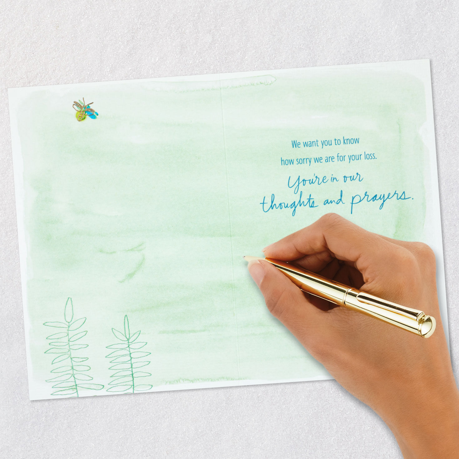 Fireflies and Ferns Sympathy Card From Us Signing card image number 6