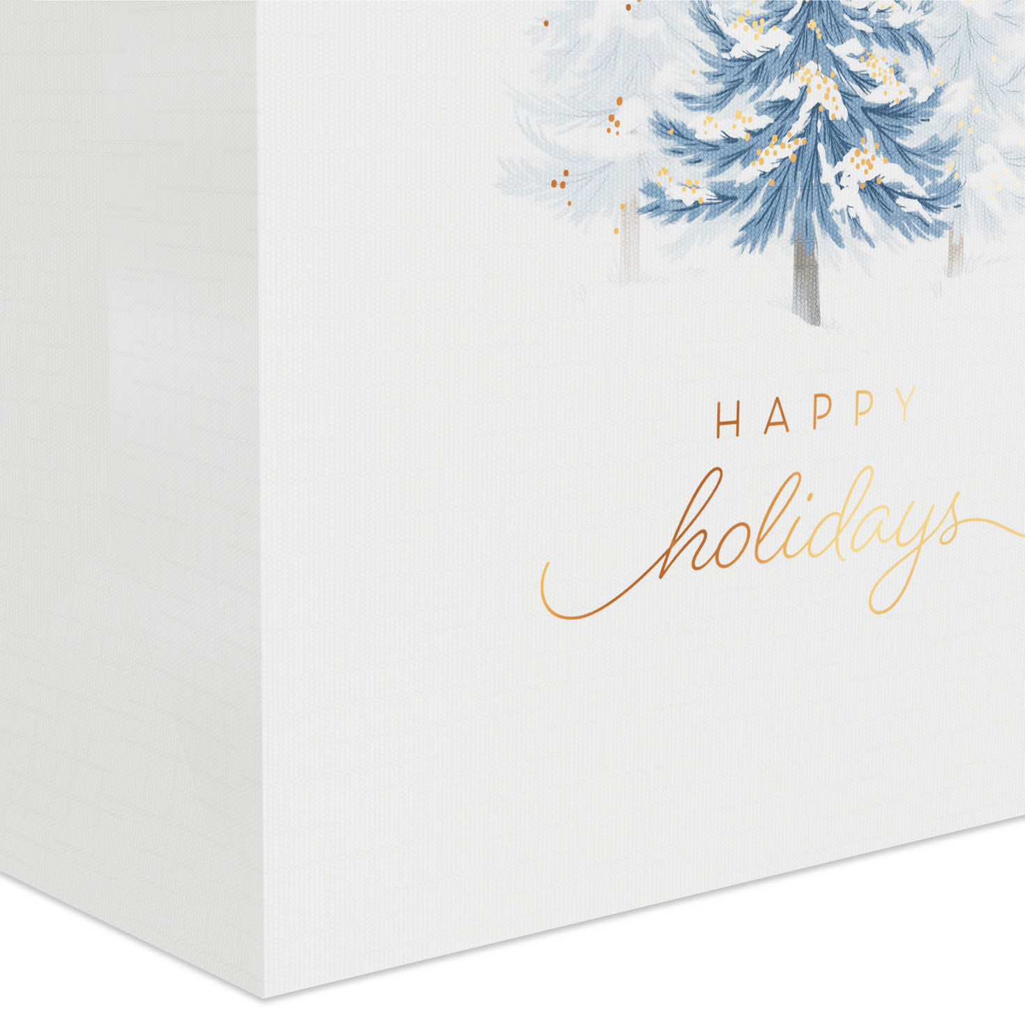 Snowy Trees on White Medium Holiday Gift Bag Base/Side Detail image number 5