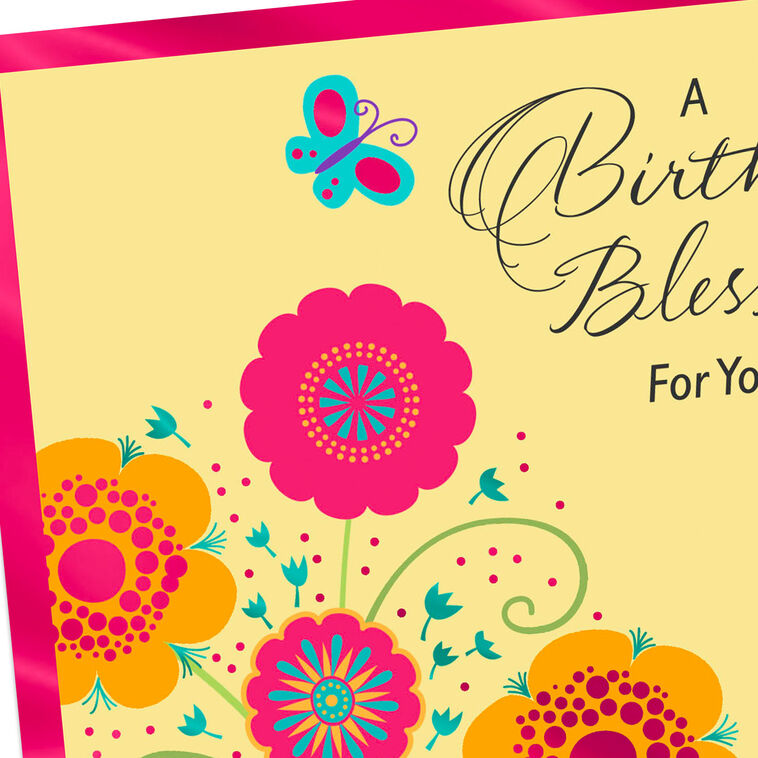 Butterflies and Flowers Religious Birthday Card Card Front Detail image number 5