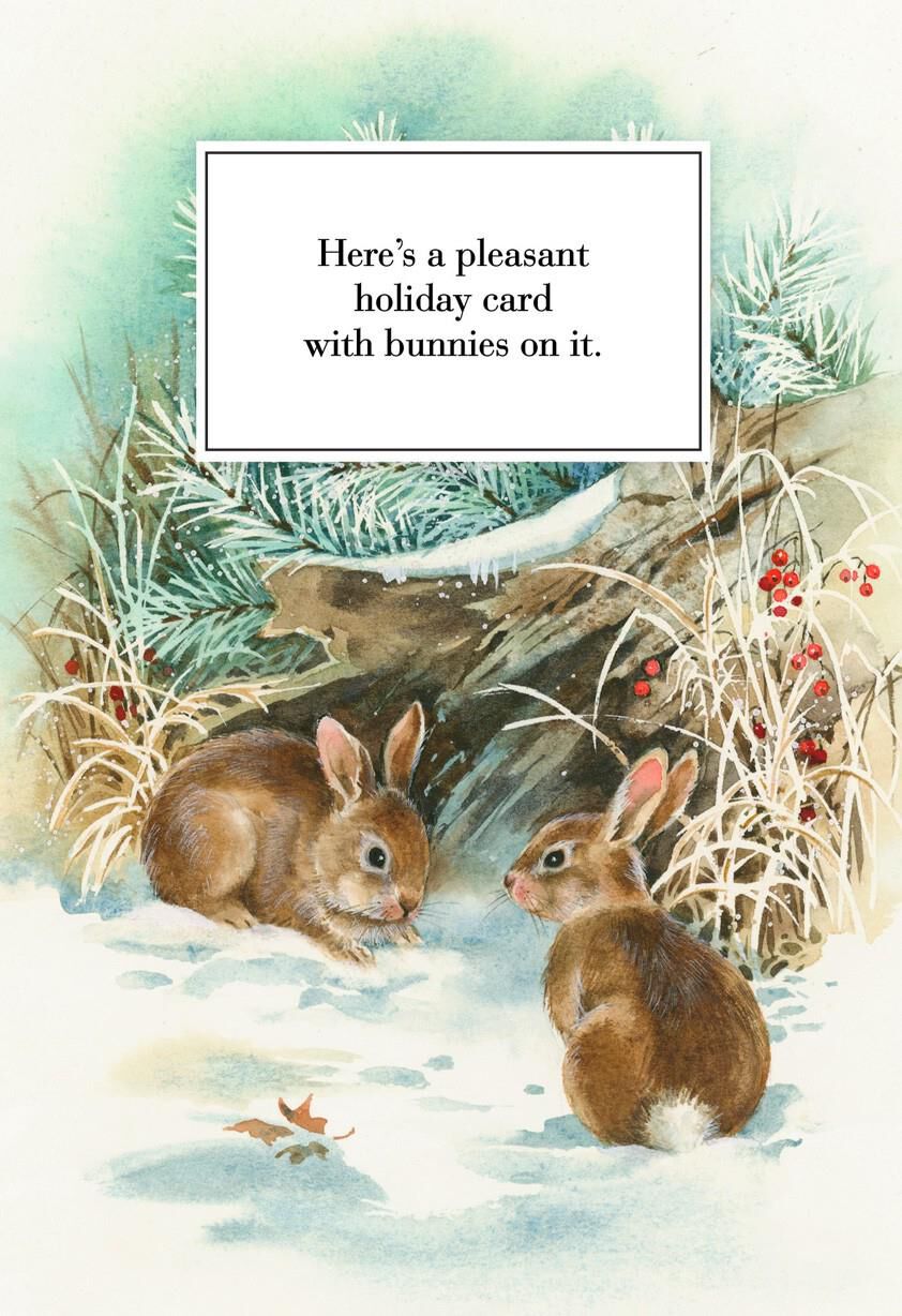 Pleasant Bunnies Christmas Card Greeting Cards Hallmark