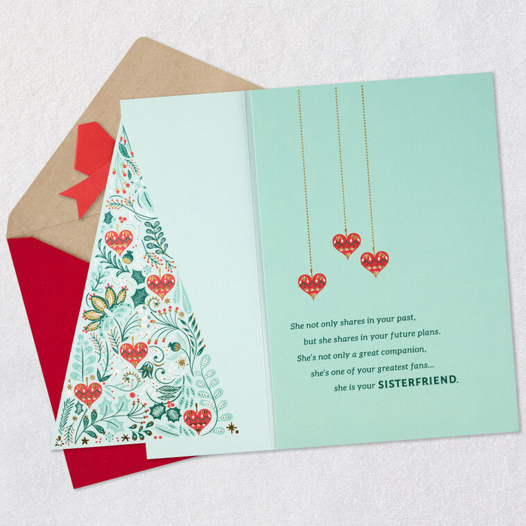 Vintage Holiday Tree Sister Christmas Card Open card with envelope image number 4