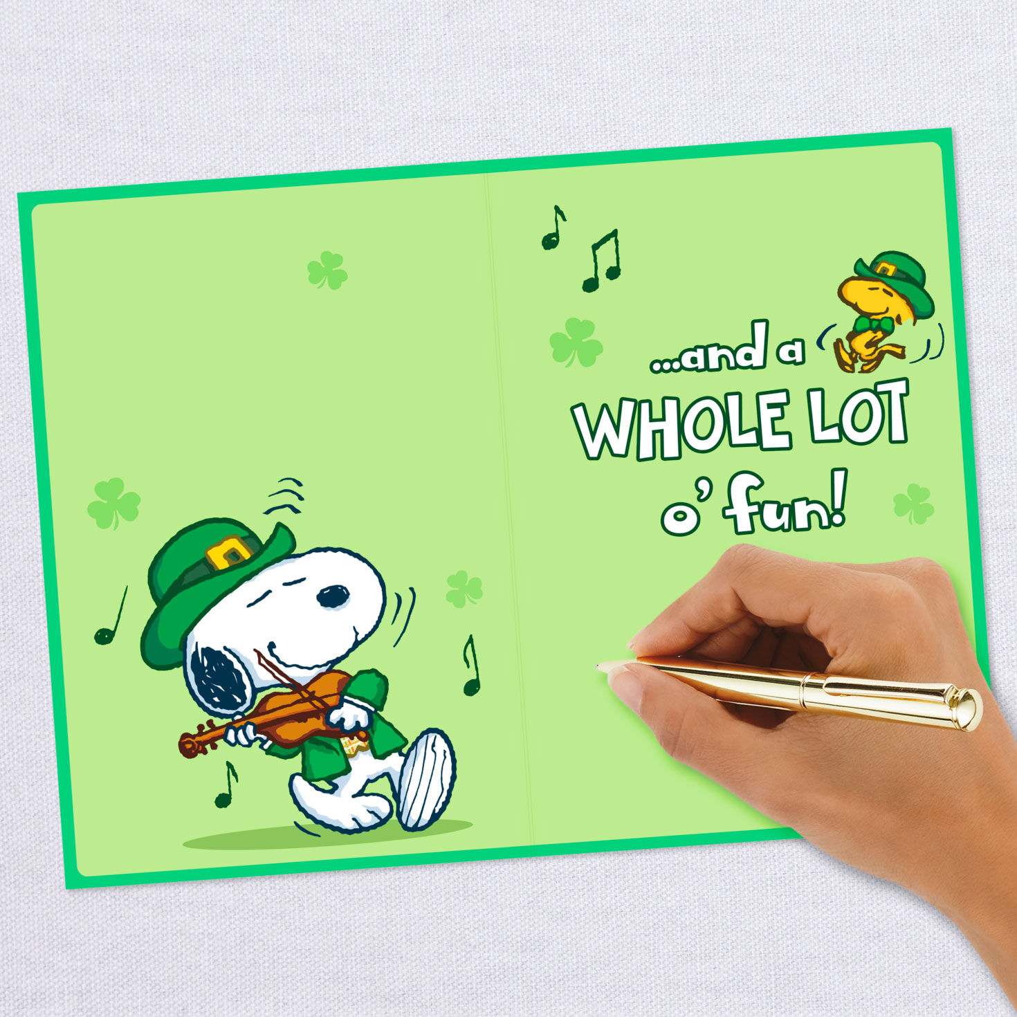 Peanuts&reg; Snoopy and Woodstock Luck and Fun St. Patrick's Day Card, , large image number 6