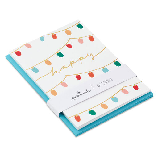 Strings of Christmas Lights Packaged Christmas Cards, Set of 5, 