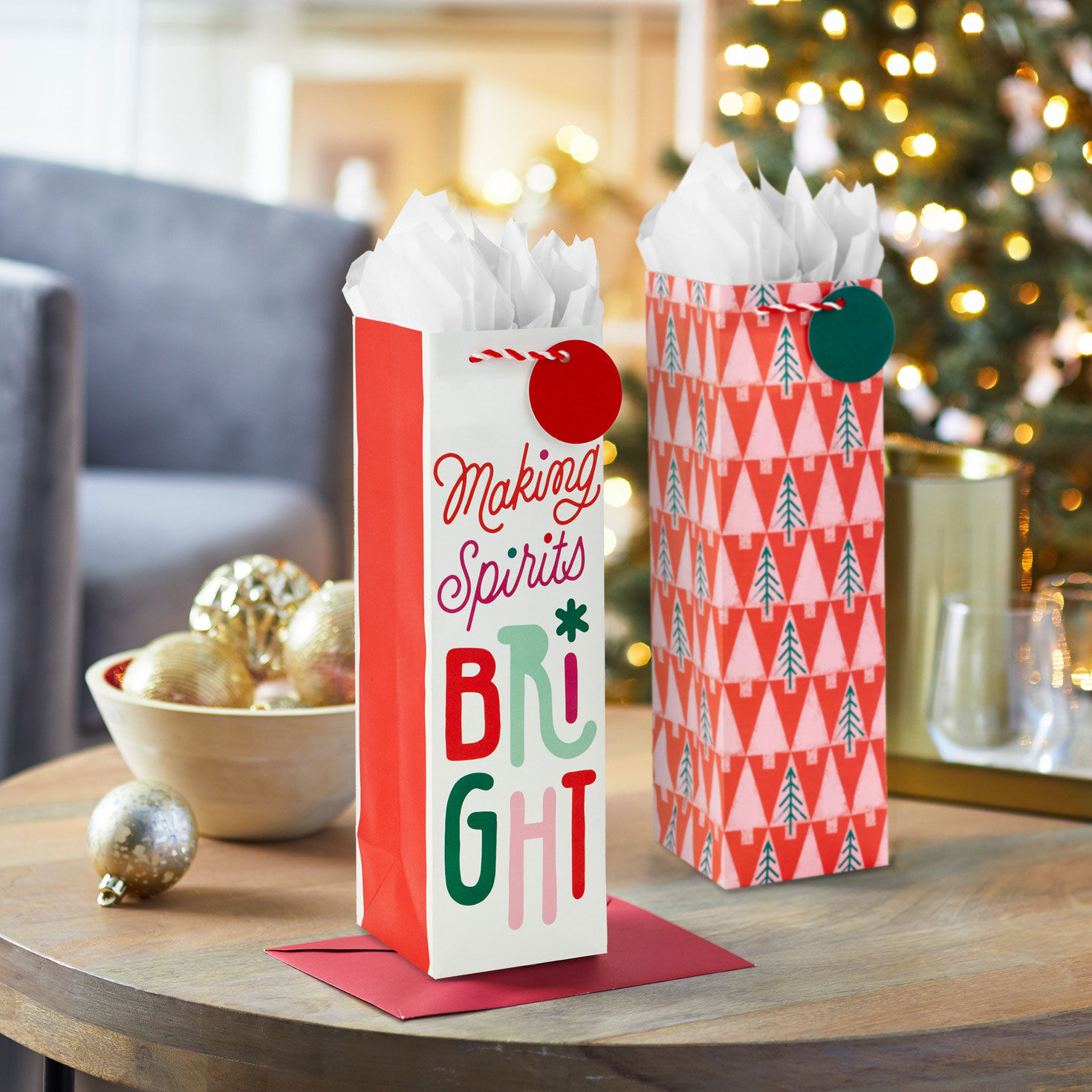 13 Making Spirits Bright 4 Pack Christmas Wine Gift Bags Gift Bags Hallmark