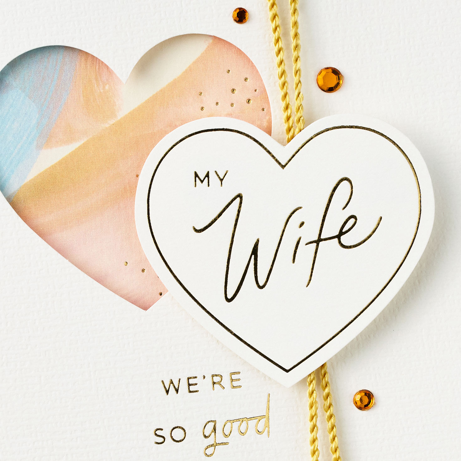 Pastel Brushstroke Heart Anniversary Card for Wife Card Front Detail image number 5