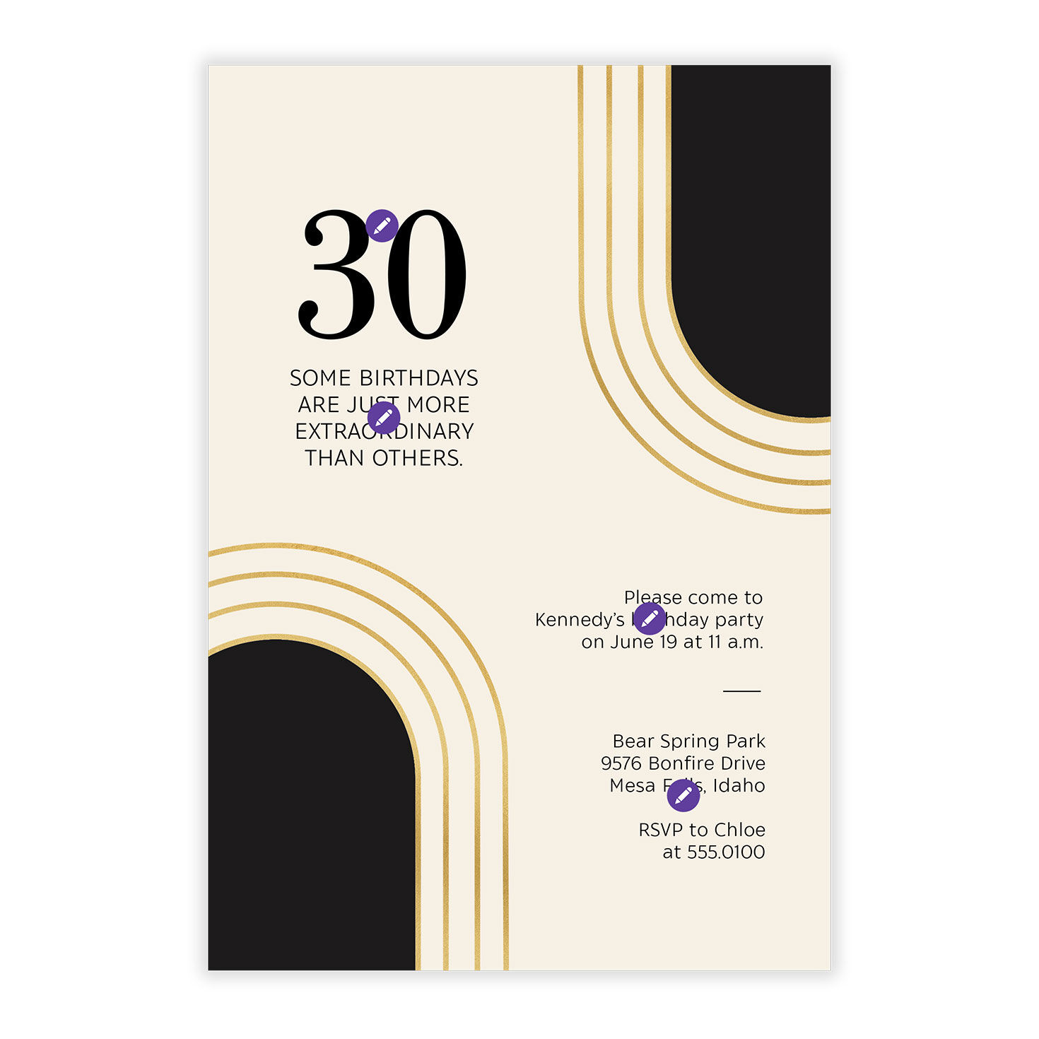 Gold and Black Arches Milestone Party Invitation - Invitations | Hallmark