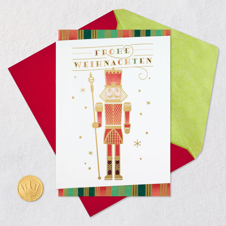 Holiday Happiness German-Language Christmas Card Card Front with Envelope and Gold Seal image number 6
