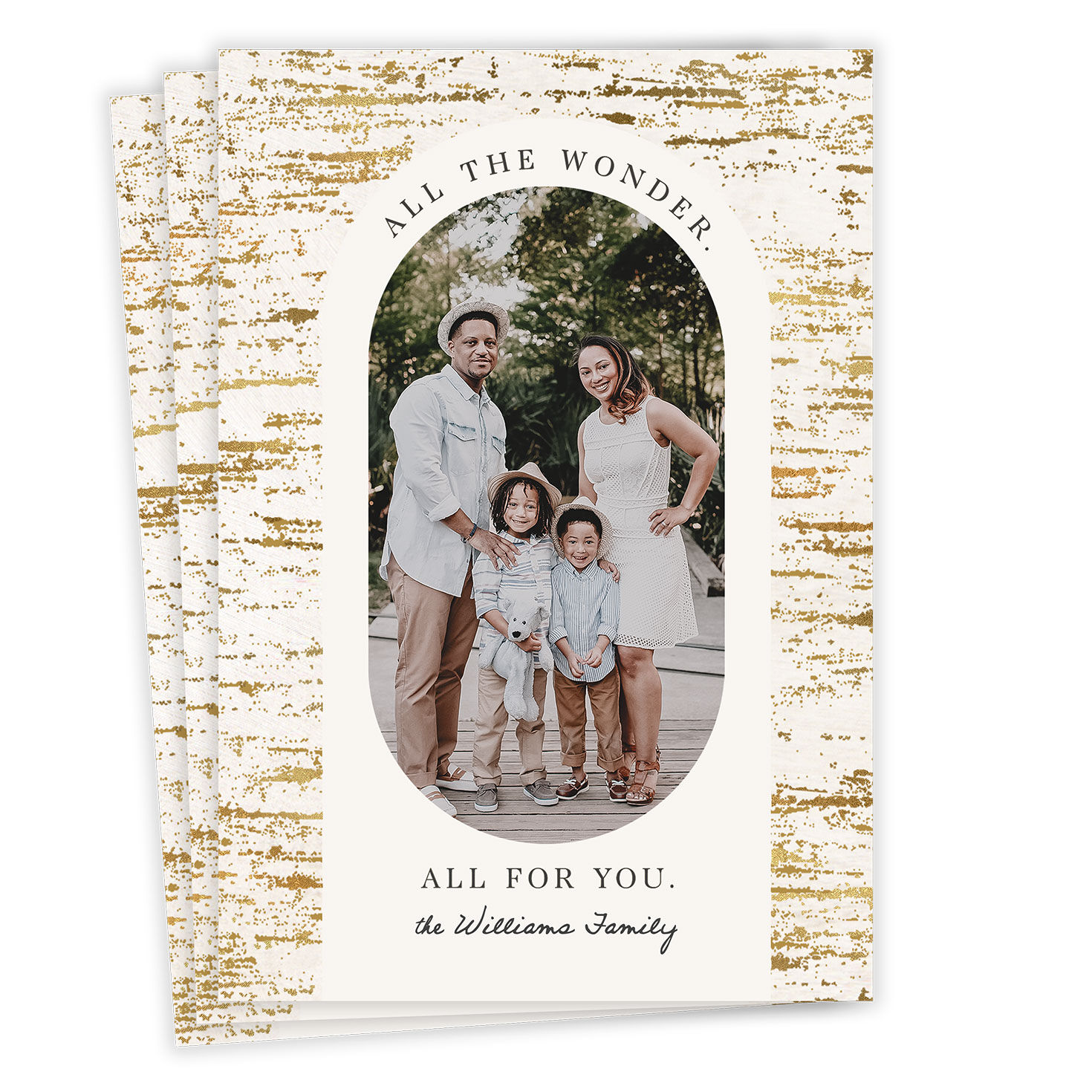 Elegant Golden Birch Flat Holiday Photo Card, , large image number 1