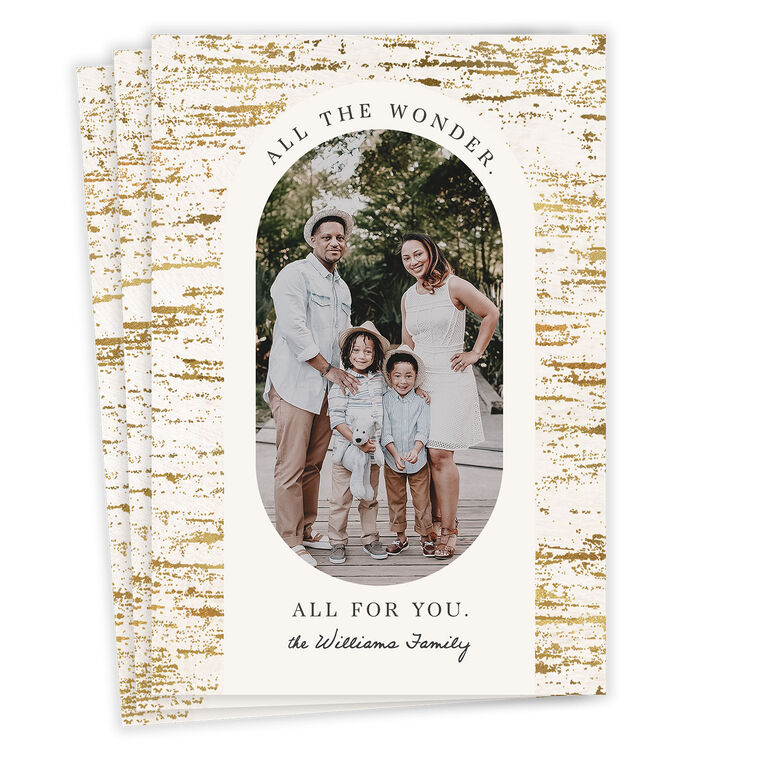 Elegant Golden Birch Flat Holiday Photo Card