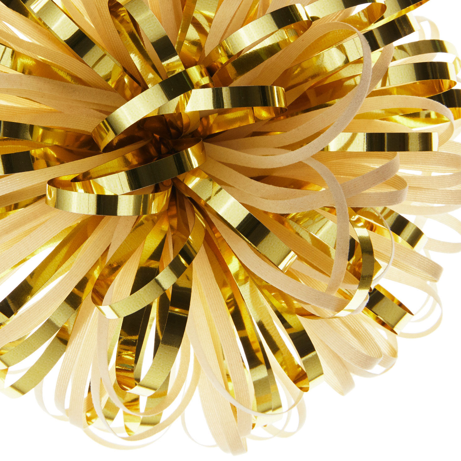 5" Ivory and Gold Metallic Pom-Pom Gift Bow for only USD 3.99 | Hallmark