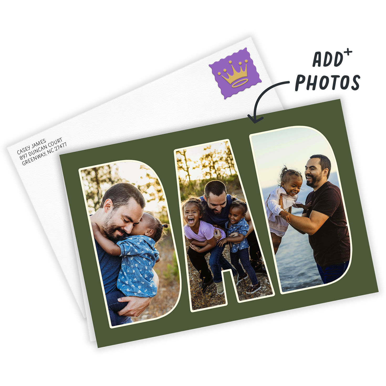 Dad Photo Letters Personalized Father's Day Card Card Front with Envelope image number 2