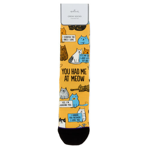 Cat Illustrations Toe of a Kind Novelty Crew Socks, 