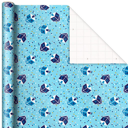 Dreidels and Confetti Hanukkah Wrapping Paper, 45 sq. ft., 